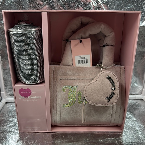 Juicy Couture Handbags - Juicy Couture Blush Pink Crossbody Bag with Heart Charm